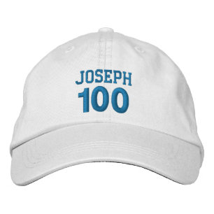 Boné 100 Nome Personalizado de Aniversário Bordado AZUE