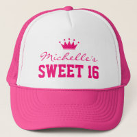 16 Trucker Hat cor-de-rosa com a princesa coroa