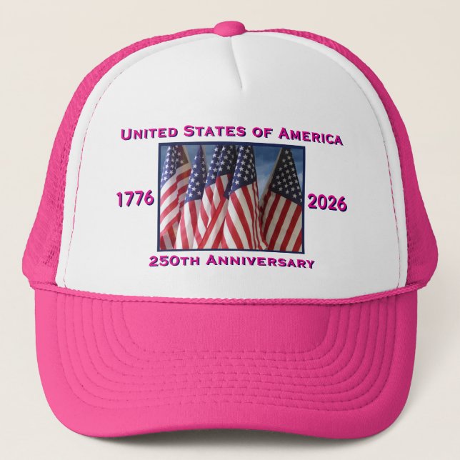 Boné 250th Anniversary USA Patriotic Flags Pink (Frente)