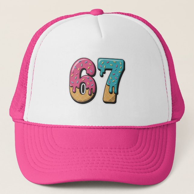 Boné 67 Ice Cream Drip Meme Funny Six Seven Gen Alpha  (Frente)
