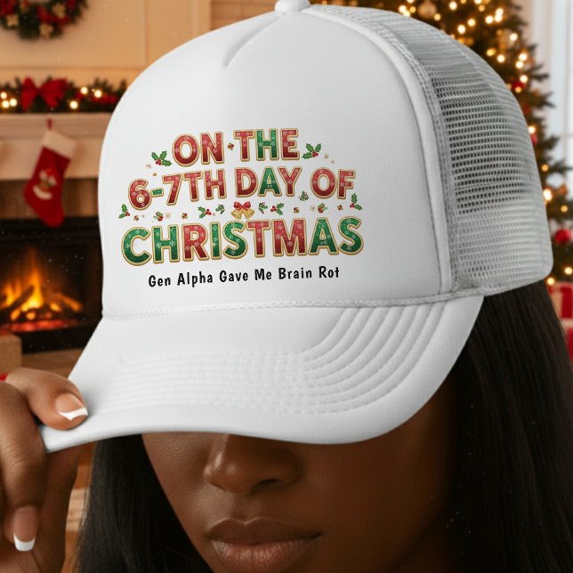 Boné 6-7 Dias de Natal Rot do Cérebro Piada de Férias (Criador carregado)