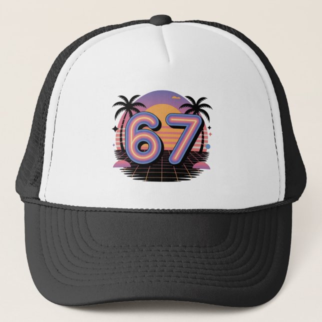 Boné 6 7 Seis Sete Vaporwave Geração Z Alpha Meme  (Frente)