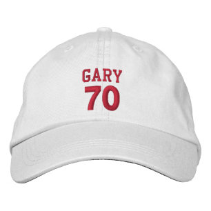 Boné 70 Aniversário Nome personalizado Red Embroidery V