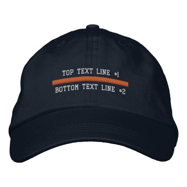 Boné A linha laranja fina personaliza 2 linhas de texto (Frente)