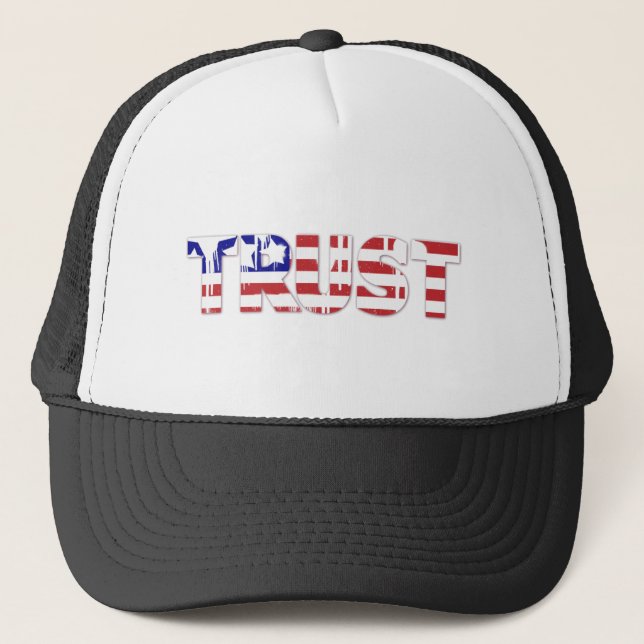 Boné A palavra "Confiança" com a bandeira americana (Frente)
