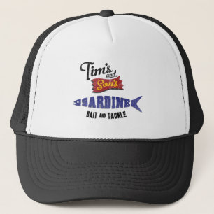 Boné A sardinha de Tim e de filho, a isca e a loja do