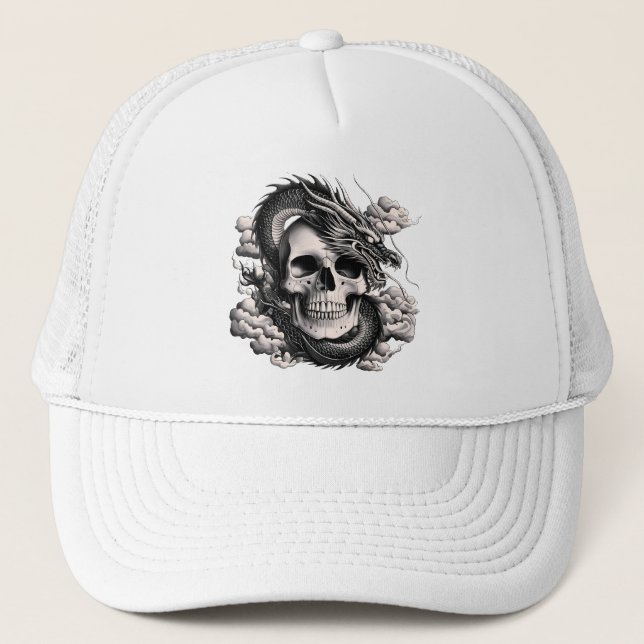Boné A SKULL AND A DRAGON Trucker Hat (Frente)