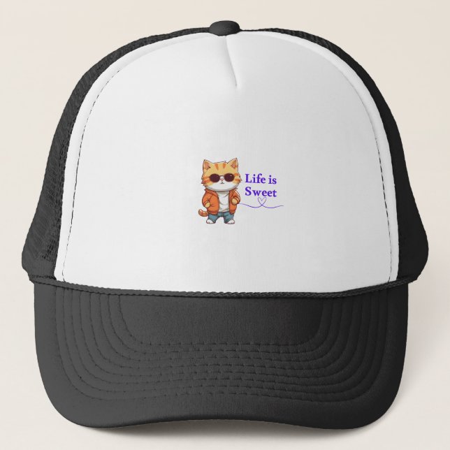 Boné A Vida é Doce – Design de Gato Legal e Fofo para A (Frente)