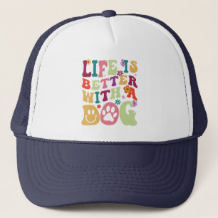 Boné A vida é melhor com um cachorro - design colorido