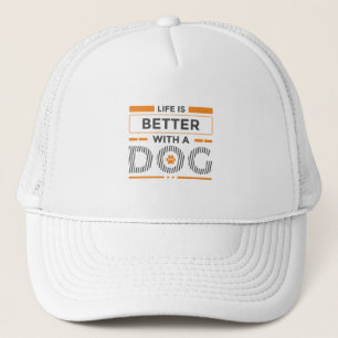 Boné A vida é melhor com um cachorro moderno cinza e la
