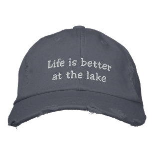 Boné A vida é melhor na cinza do lago bordado do chapéu
