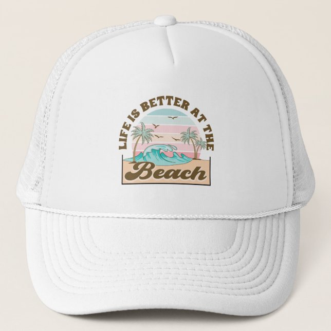 Boné A vida é melhor na praia Verão Tropical  (Frente)