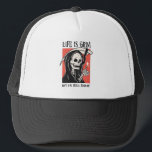 Boné A Vida É Um Grim Funny Grim Reaper Engraçado Sarcá<br><div class="desc">Abraça o humor negro da vida com a nossa camiseta "A vida é um grito, mas ainda estou sorrindo"! Hetero do pós-vida, esta tenda apresenta um Grim Reaper resmungando dando um polegar para cima, um nó sarcástico para a impiedade da vida. Percorra as voltas da ansiedade com um toque de...</div>