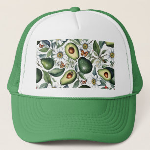 Boné Abacates! com Flores e Borboletas