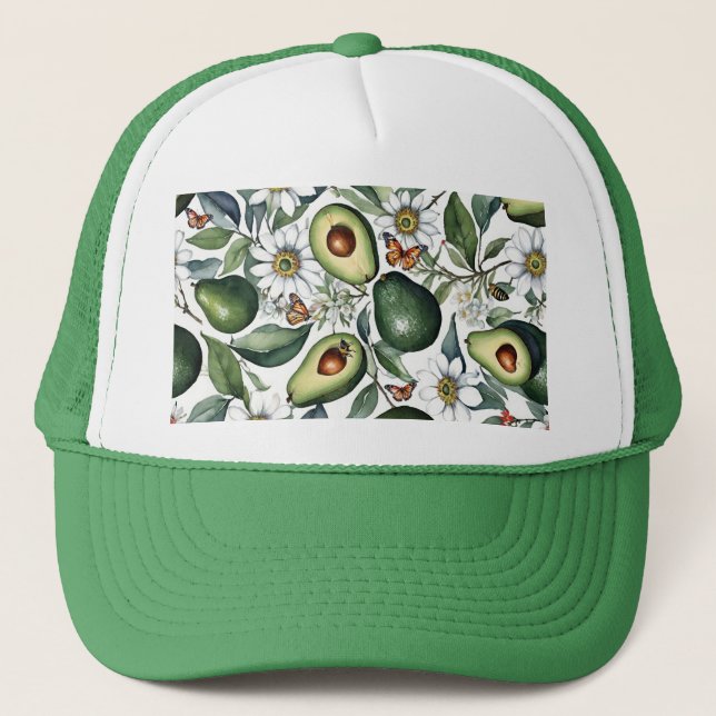 Boné Abacates! com Flores e Borboletas (Frente)