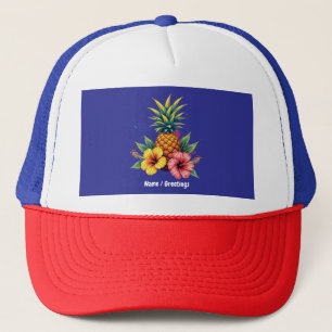 Boné Abacaxi e Hibiscus Floral Hawaii Summer Beach