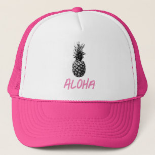 Boné Abacaxi tropical branco-rosado e rosa elegante Alo