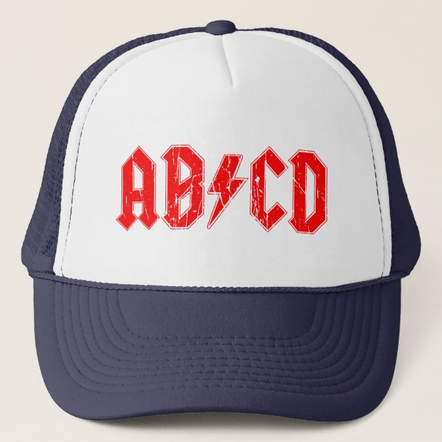 Boné ABCD rock símbolo engraçado falso acdc piada (Frente)