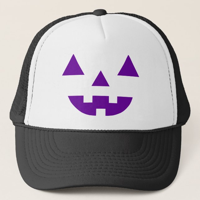 Boné Abóbora de Halloween Jack O Lantern Rosto Roxo (Frente)
