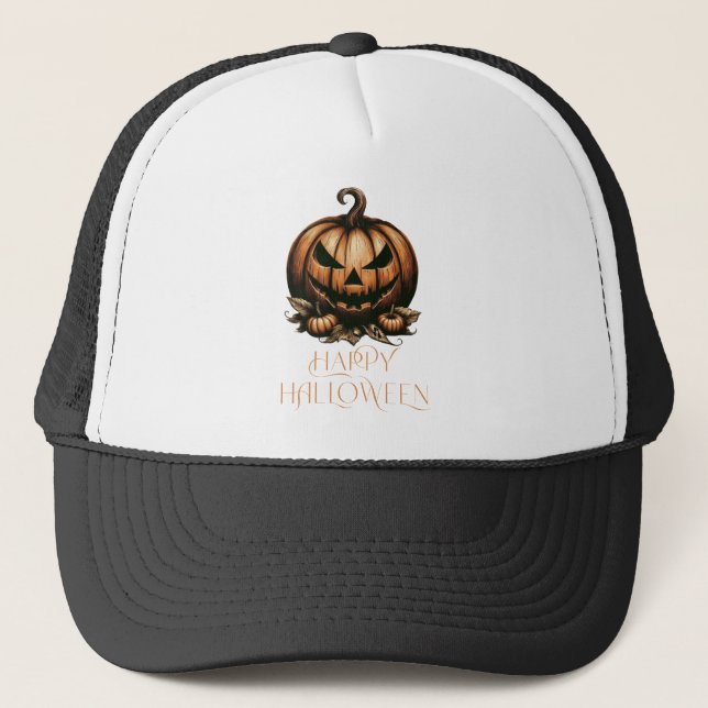 Boné Abóbora vintage feliz Halloween (Frente)