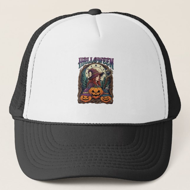 Boné Abóboras de Bruxa de Halloween Fases da Lua_1 (Frente)