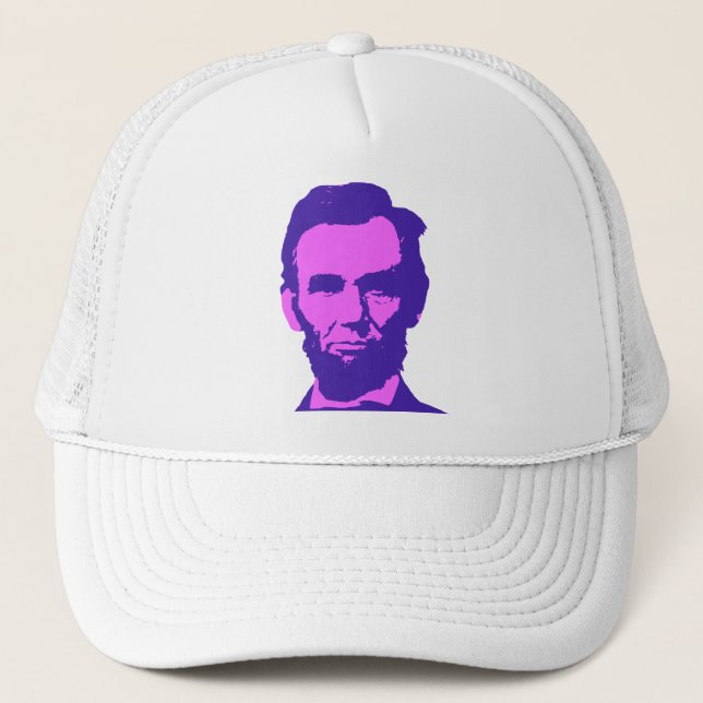 Boné Abraham Lincoln em Rosa e Roxo Pop Art (Frente)