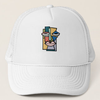 Boné Abstract Cubist Face Art Trucker Hat - Modern Geom