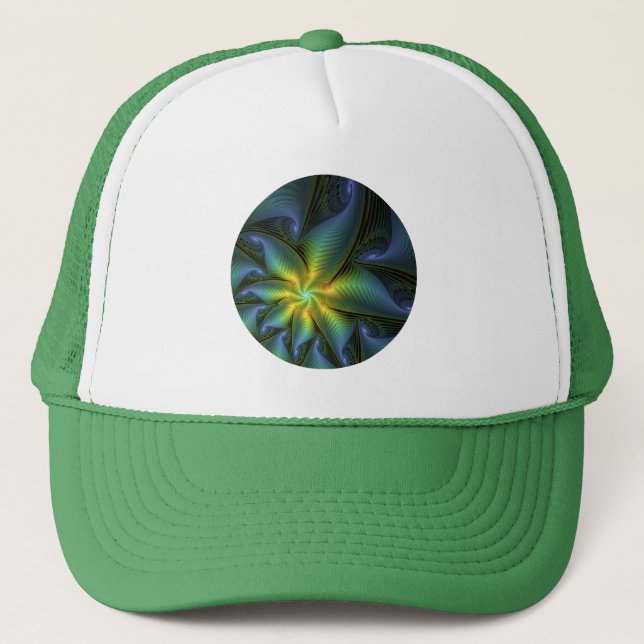 Boné Abstrato Star, Ouro Verde brilhante Arte Fractal (Frente)