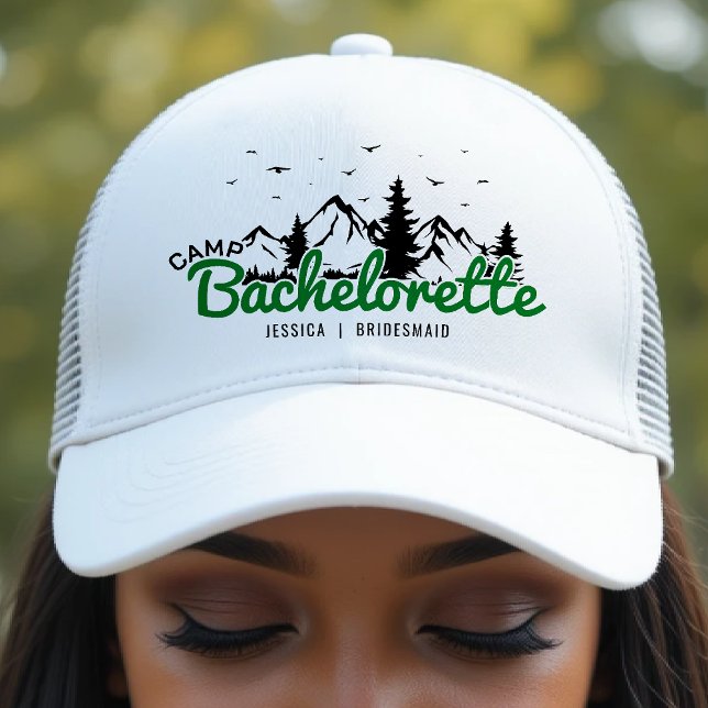 Boné Acampamento Despedida de Solteira Montanhas Damas  (Camp Bachelorette Mountains Bridesmaid Trucker Hat
)
