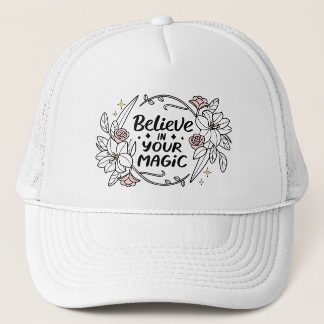 Boné Acredite em sua magia - Inspiração Floral (Frente)