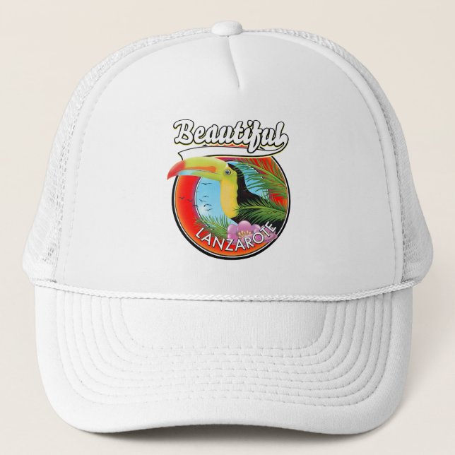 Boné Adesivo de viagem para a bela Lanzarote. (Frente)