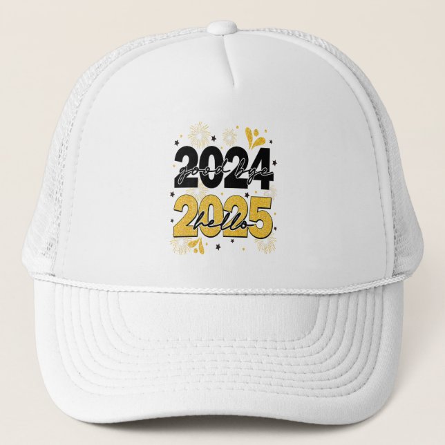 Boné Adeus 2024 Olá Felizes anos novos do Fireworks 202 (Frente)