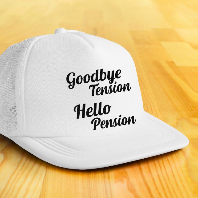 Boné Adeus Tensão Alô Pensão Engraçado Chapéu Branco (Funny Retirement Hat)