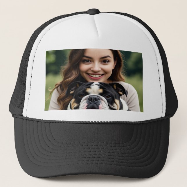 Boné Adicionar Foto de Bulldog Personalizar (Frente)