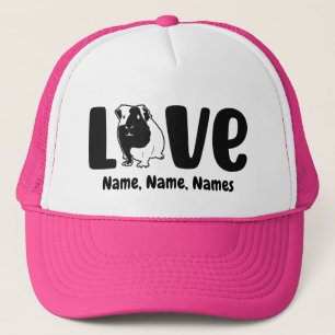 Boné Adicionar Nomes ou Texto, Guiné Pig LOVE em