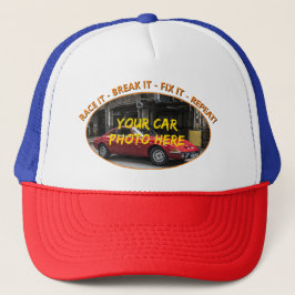 Boné Adicione o nome, sua foto do carro, texto, RACE IT