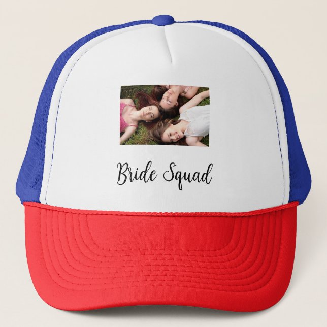 Boné Adicione o seu nome de foto: bridesmaid squad brid (Frente)