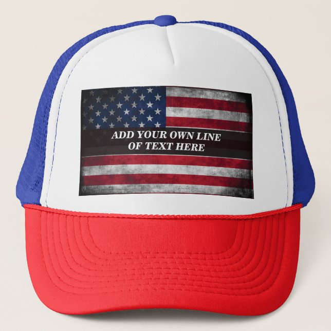 Boné Adicione seu texto na bandeira americana (Frente)