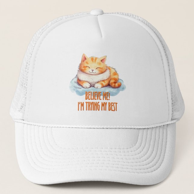 Boné Adorável Laranja Tabby Cat. Estou tentando o meu m (Frente)