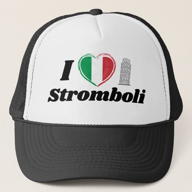 Boné Adoro Stromboli Italiano Heart Flag Trucker Hat (Frente)