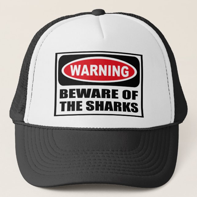 Boné Advertir BEWARE do chapéu dos TUBARÕES (Frente)