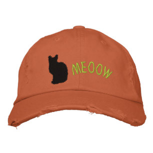 Boné afligido bordado do gato preto