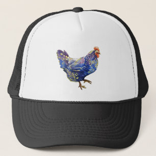 Boné Aguarela amarela azul da galinha que pinta