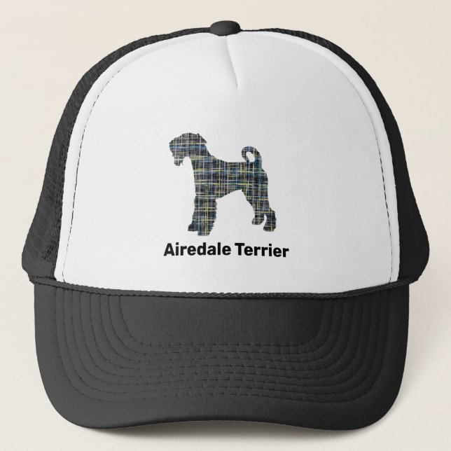 Boné Airedale Terrier Dog Silhouket Grid Personalizado (Frente)