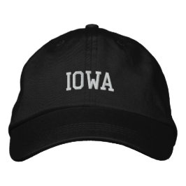 Boné Ajustável Bordado de Iowa Preto
