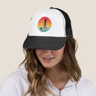 Boné Alfabeto Floral J Retro Sunset Monograma