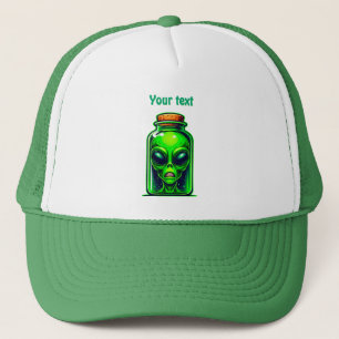 Boné Alienígena Verde em uma Garrafa Neon Sci-Fi