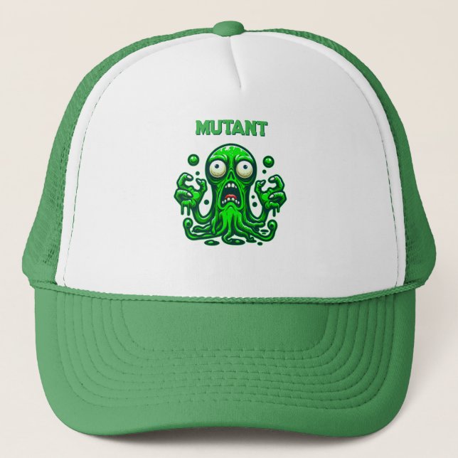 Boné Alienígena Zombie assustadora - Monstro Verde Neon (Frente)