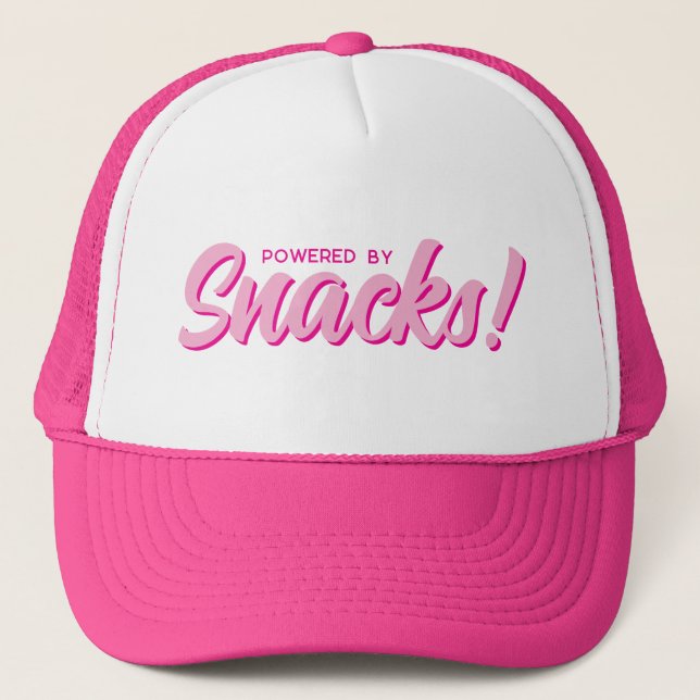 Boné Alimentado Por Snacks, Rosa Engraçado (Frente)