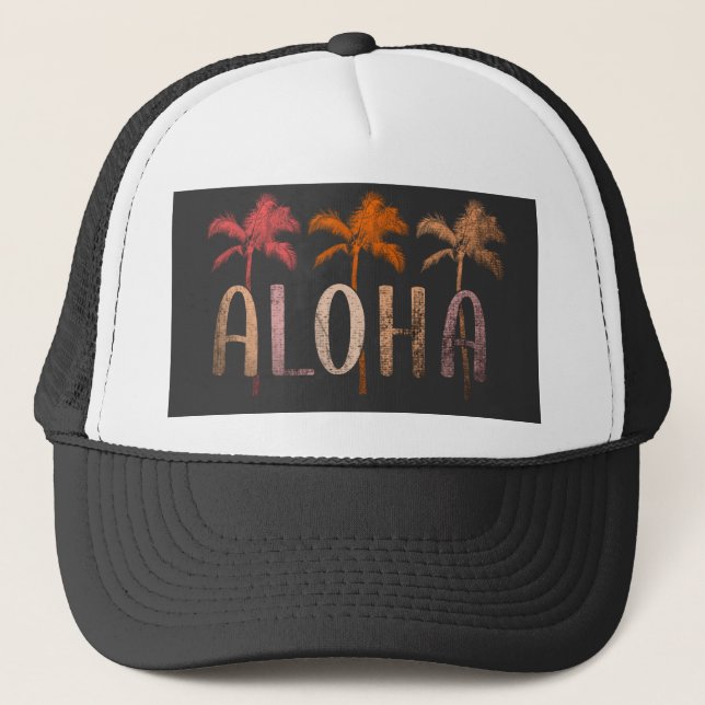 Boné Aloha branca e negra elegante (Frente)